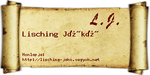 Lisching Jákó névjegykártya
